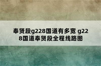 奉贤段g228国道有多宽 g228国道奉贤段全程线路图